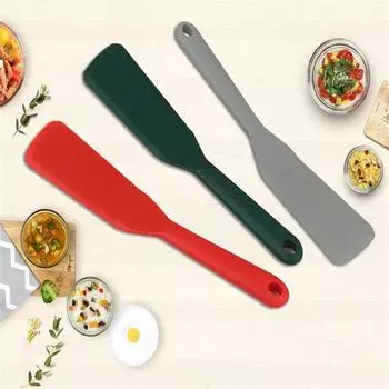 Силиконовая лопатка для жарки с антипригарным покрытием Лопатка для переноса блинов и жареных яиц Лопатка для стейков Инструменты для выпечки Гаджеты для кухни чёрный