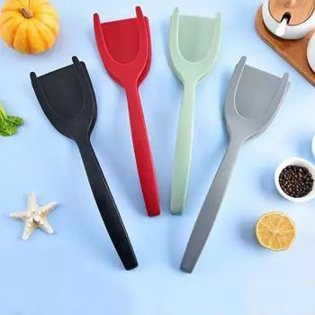 Силиконовая лопаточка для стейка, зажим для еды, противоскользящая длинная ручка, многофункциональный 2-в-1, многофункциональный зажим для жарки мяса, яиц, тостов, сервировочный зажим, щипцы, кухонные принадлежности серый