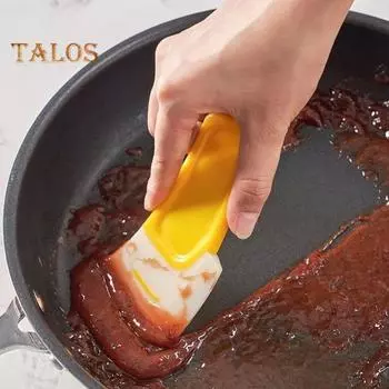 Силиконовая лопаточка Многоразовый кухонный инструмент с антипригарным покрытием и отверстием для подвешивания Легкий термостойкий пищевой скребок для чистки чугунной сковороды красный