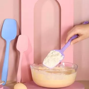 Силиконовая лопаточка с антипригарным покрытием и отверстием для подвешивания. Нескользящая ручка. Жаростойкий гибкий скребок. Инструмент для смешивания выпечки. Можно мыть в посудомоечной машине. Сливочное масло без BPA. S фиолетовый