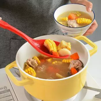 Силиконовая лопаточка с нескользящей ручкой, легко моющаяся, прочная суповая ложка для приготовления пищи