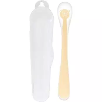 Силиконовая ложка для детского питания Fergie Animal Animal, 1 шт., медвежонок бежевый, популярная корейская посуда