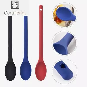 Силиконовая ложка для смешивания, антипригарная кухонная ложка, кухонная ложка, ложка для выпечки, для перемешивания и подачи салата красный
