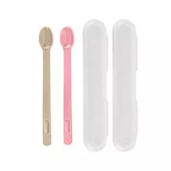 Силиконовая ложка и футляр для детского питания Edison, набор из 2 предметов 1-го этапа, бежевый, розовый, 1 комплект, популярная корейская посуда