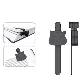 Силиконовая магнитная закладка «Котенок», креативный многофункциональный инструмент для записи чтения страниц, офисные школьные принадлежности, подарок для детей чёрный