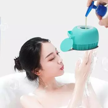 Силиконовая массажная щетка для душа, пена для ванны, перчатка, мягкий гель, щетка для чистки ванной комнаты с ручкой синий