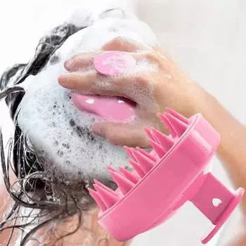 Силиконовая массажная щетка для головы, массажная щетка для головы, тела, мягкая и сухая массажная расческа, расческа для мытья волос, щетка для шампуня для душа чёрный