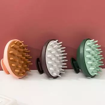 Силиконовая массажная щетка для головы, тела, головы, щетка для шампуня, щетка для мытья волос, щетка для душа коричневый