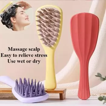 Силиконовая массажная щетка для шампуня, влажная и сухая, Relax The Body, SPA, удобная и комфортная, улучшенная версия фиолетовый