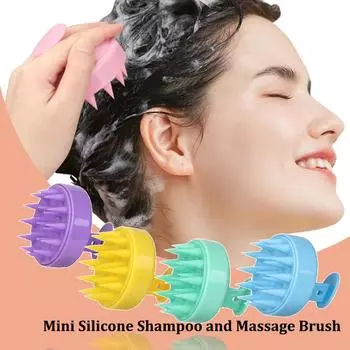 Силиконовая массажная щетка, мини-массажер для кожи головы, массаж головы, расческа для мытья волос, инструменты для чистки и укладки волос, релаксация головы розовый