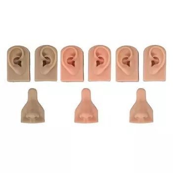 Силиконовая модель для практики пирсинга, имитация мягких гибких ушей в носу, модель для обучения показу Light Skin Color