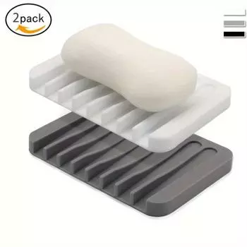 Силиконовая мыльница, 2 шт., простая простая мыльница, самоосушающийся держатель для мыла, мыльница для ванной комнаты, нескользящая полка для хранения мыла, аксессуары для ванной комнаты серый
