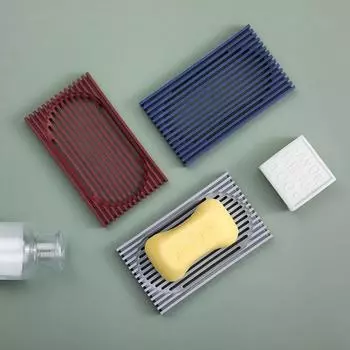 Силиконовая мыльница с прорезями, мыльница, многоцветная бытовая ванная комната, самодренирующийся держатель для мыла, мыло серый