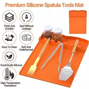 Силиконовая накладка на боковую полку для гриля для Blackstone, нескользящий коврик с подставкой для капель для посуды, лопаточки, ковшики, кухни серый