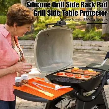 Силиконовая накладка на боковую полку для гриля для Blackstone, нескользящий коврик с подставкой для капель для посуды, лопаточки, половники, защита кухонной стойки, органайзер для барбекю серый