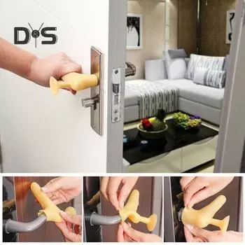 Силиконовая накладка на дверную ручку с присоской, препятствующей столкновению, антистатическая защита дверной ручки, защита от ожогов и замерзания для летних и зимних помещений, защита от замерзания и жары жёлтый