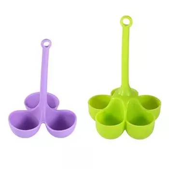 Силиконовая пароварка для яиц, 3/5 полостей, длинная ручка, термостойкая, легкий дренаж, яйцеварка, держатель для чашки на пару, кухонные принадлежности зелёный