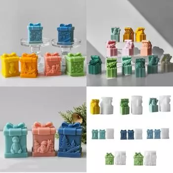 Силиконовая подарочная коробка в форме свечи Художественная силиконовая ароматическая свеча в форме подарочной коробки для любителей DIY светло-зеленый