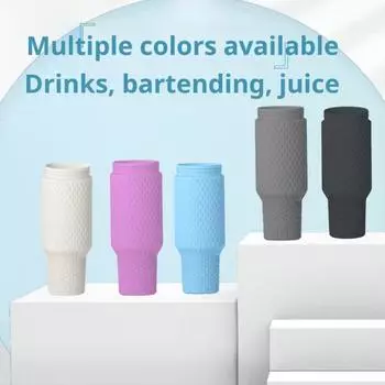 Силиконовая подкладка для чашек на 40 унций, термочашки, многоразовая теплоизоляция, прочная пищевая посуда, аксессуар для вечеринок на открытом воздухе чёрный