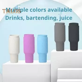 Силиконовая подкладка для чашек на 40 унций, термочашки, многоразовая теплоизоляция, прочная пищевая посуда, аксессуар для вечеринок на открытом воздухе чёрный