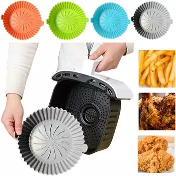 Силиконовая подкладка для фритюрницы Силиконовая накладка для фритюрницы Маслостойкая, водонепроницаемая, с антипригарным покрытием, идеально подходит для фритюрницы, микроволновой печи, духовки, пароварки(6,3 дюйма) One Size зелёный