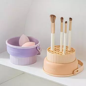 Силиконовая подставка для чистки кистей для макияжа, многоразовые косметические кисти, портативный инструмент для чистки телесный