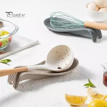 Силиконовая подставка для ложки для плиты, лопатка, ложка, устойчивый держатель, кухонная подставка для ложки, подставка для современного фермерского декора хаки