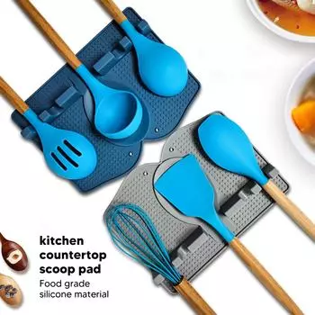 Силиконовая подставка для посуды, термостойкий нескользящий силиконовый держатель для посуды с капельницей для кухонной утвари, ложки, щипцы светло-серый