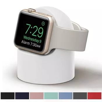 Силиконовая подставка для зарядного устройства для Apple Watch 7 6 SE 5 4 3 2, противоскользящий держатель док-станции для зарядки, зарядная база 44 мм, 40 мм, 45 мм, 41 мм, 42 мм, 38 мм для аксессуаров iWatch чёрный