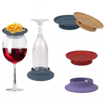 Силиконовая подставка двойного назначения для стаканов, крышка для предотвращения падения мусора, крышка для стаканов, подставка под бокалы для вина, коврик для колбасных изделий красный