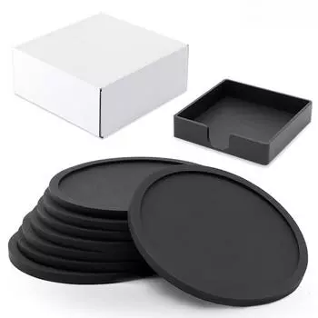 Силиконовая подставка, круглая, толщиной 10 см, изолированная подставка для напитков, чашка для кофе, подставка для кофе 10*0.5cm чёрный