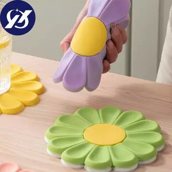 Силиконовая подставка в форме ромашки, кухонный стол, термостойкий противоожоговый коврик, чашка, посуда, подставка для столовых приборов, украшение стола белый