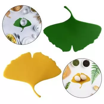 Силиконовая подставка в виде листьев гинкго, водонепроницаемая, противоожоговая, теплоизоляционная, нескользящая, можно мыть в посудомоечной машине, безопасно пить, чай, кофе, чашка для столовых приборов жёлтый