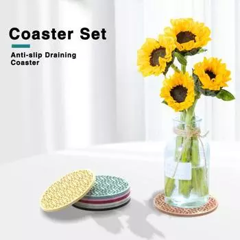 Силиконовая подставка Yousheng в стиле ретро с рисунком, теплоизоляция, легко чистящаяся, многоразовая, винтажная, круглая, мягкая подставка фиолетовый