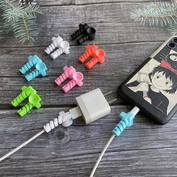 Силиконовая присоска для спирального кабеля для USB-зарядных устройств Apple и Android Standard. Gray