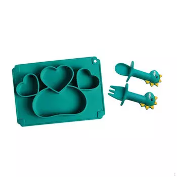 Силиконовая присоска столовая посуда компактная еда для стола дети малыши зеленое сердце A Green Apple A