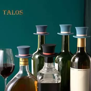 Силиконовая пробка для бутылки шампанского, вина, пробка, хорошая герметичность, мини-шляпа, упаковщик для бутылок вина, барный кухонный инструмент чёрный/красный