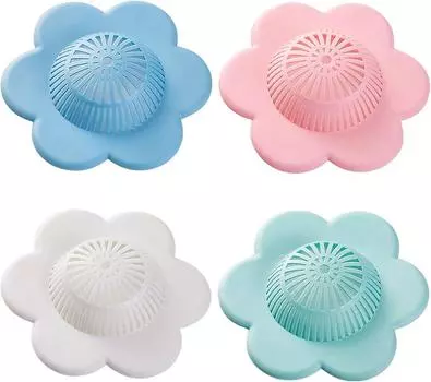 Силиконовая пробка для волос, сливная крышка для душа с присоской, подходит для ванной комнаты и кухни, 4 шт.