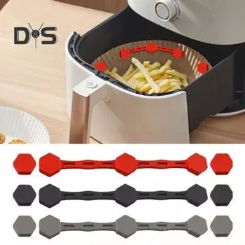 Силиконовая пряжка для фритюрницы, фиксирующая пергаментную бумагу, термостойкие зажимы для подкладок, магнитный держатель для подкладок фритюрницы, предотвращает пригорание кухонной выпечки 1pc серый