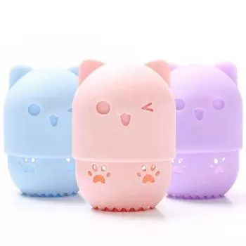 Силиконовая пудра для котенка, подставка для сушки яиц, подставка для красоты, подставка для макияжа, спонж для макияжа, косметический чехол для блендера, держатель для слоек жёлтый