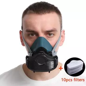 Силиконовая пылезащитная маска, подходит для распыления краски, украшения дома, респиратор от шлифовальной пыли, самовсасывающий фильтр, пылезащитная полумаска