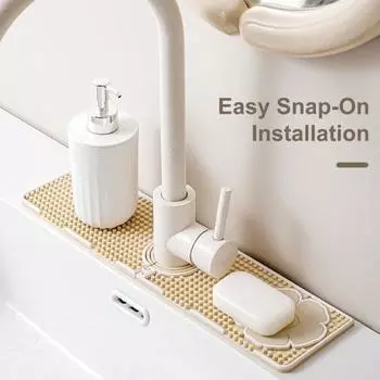 Силиконовая раковина, брызговик, коврик для сушки смесителя, цветочный узор, лоток для сбора капель воды, нескользящий органайзер для гаджетов для кухни, ванной комнаты, держатель губки для посуды M розовый