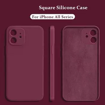 Ударопрочный чехол из силиконовой резины конфетного цвета для iPhone 16 15 14 13 12 Mini 13 12 11 Pro Max SE 2020 7 8 plus iPhone 13 Mini чёрный