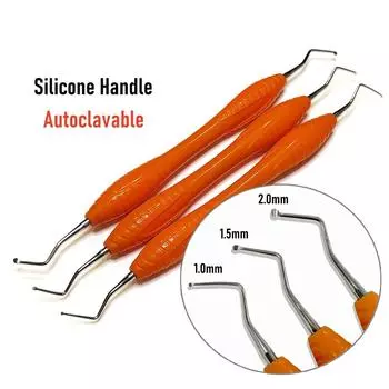 Силиконовая ручка для стоматологического скалера Ложка для чистки зубов Экскаватор Инструменты для реставрации Ложка Инструмент с маленьким круглым наконечником 1.0mm