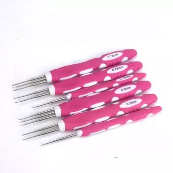 Силиконовая ручка Крючок для вязания дредов для волос Игла для вязания дредов, Инструмент для скрепления локонов, Косички(0,75мм/0,5мм)