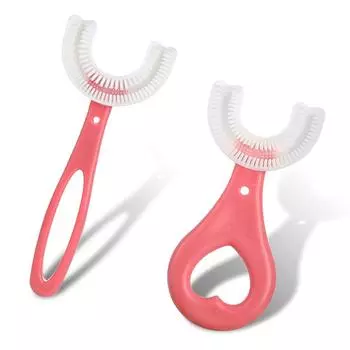 Силиконовая ручная U-образная отбеливающая зубная щетка на 360 градусов, детская зубная щетка, сгибаемая ручка для домашнего здоровья, ежедневно 2-6y type1