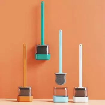 Силиконовая щетина для унитаза с держателем для сушки, набор без мертвых углов, мытье туалета, чистка ванной комнаты, туалета, аксессуары, инструмент белый