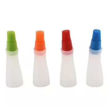 Силиконовая щетка для бутылки масла, бутылка для дозатора масла с щеткой для барбекю, устойчивая к высоким температурам щетка для наметки, кухонные инструменты для барбекю красный