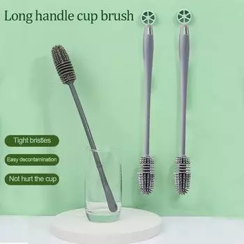 Силиконовая щетка для чашек с длинной ручкой, многофункциональная щетка для чистки детских бутылочек, чашек для чая, не оставляющая пятен, бытовая щетка