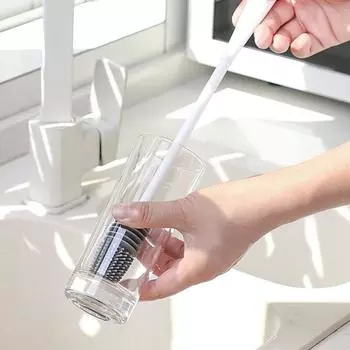 Силиконовая щетка для чашки с молочной бутылкой и длинной ручкой, щетка для чистки сосков для бутылочки с молоком, инструменты для чистки домашней кухни